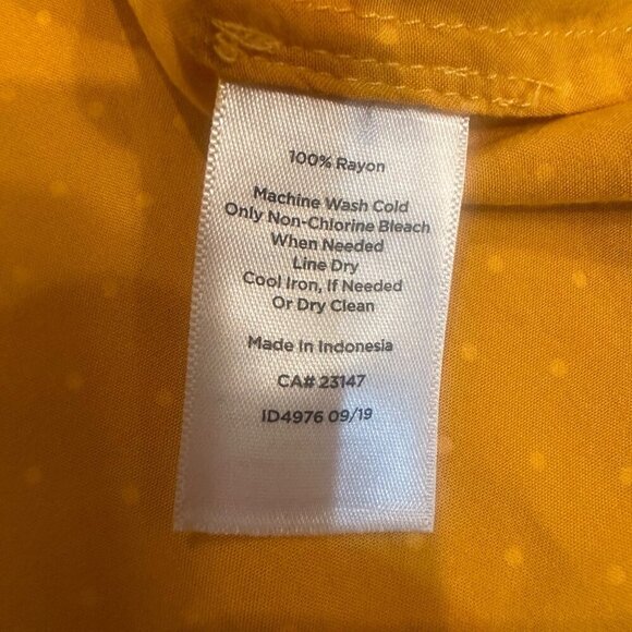 TALBOTS YELLOW POLKA DOT BLOUSE WOMENS LARGE - Picture 6 of 8